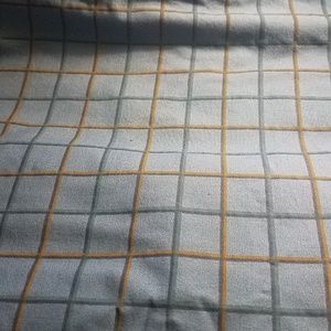 Martha Stewart twin flat sheet blue brown tattersall vintage pattern